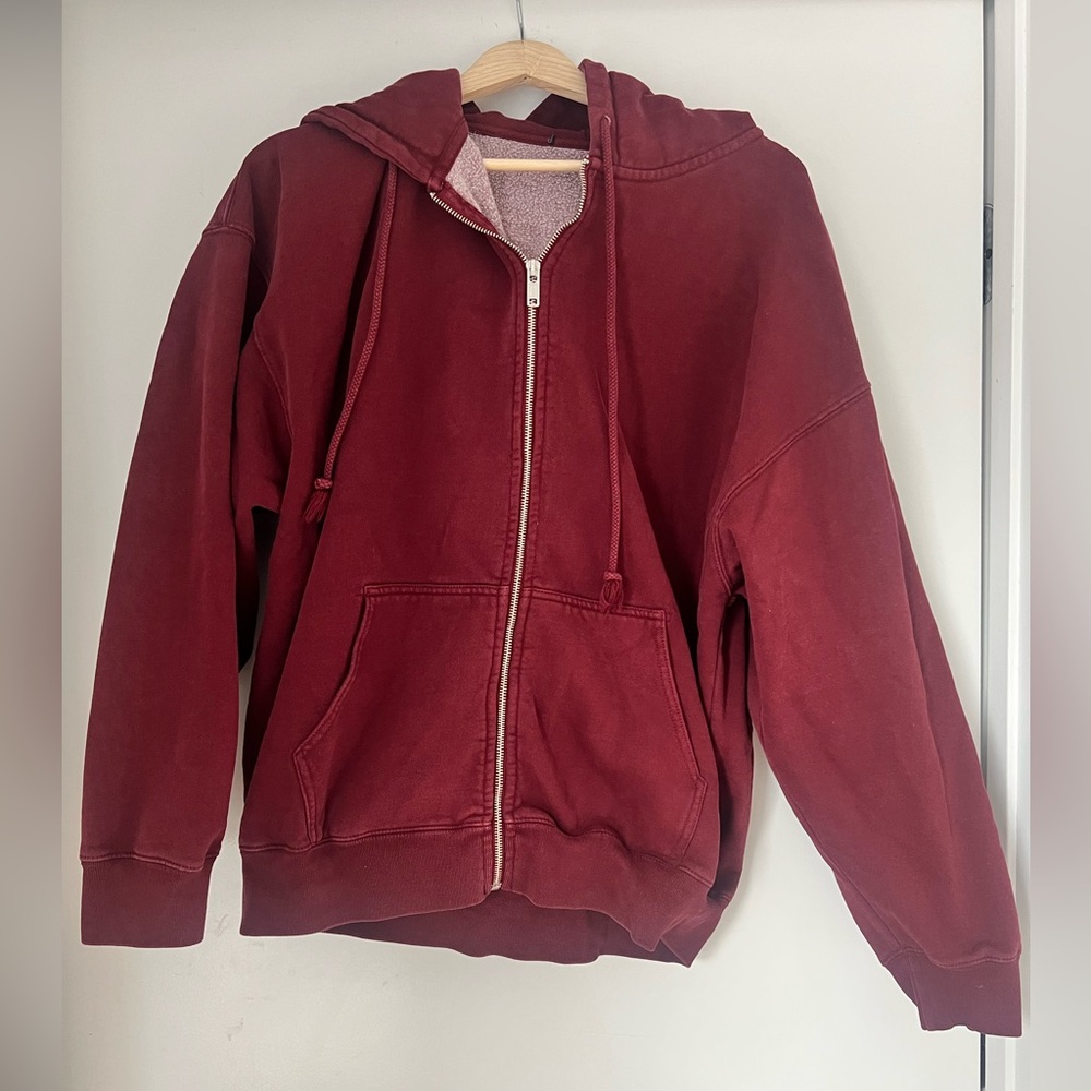Brandy Melville Maroon Hoodie Jacket